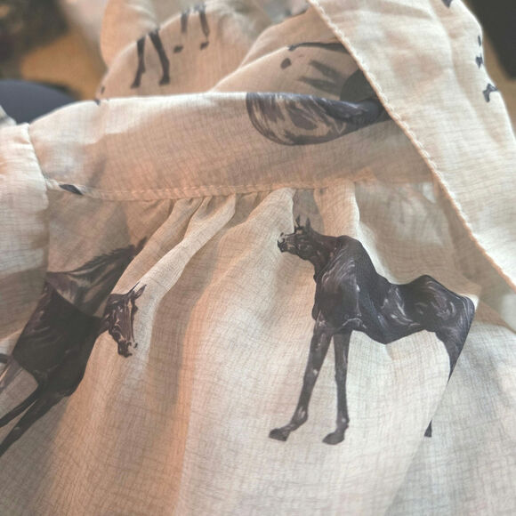 Tasha Polizzi Stallion Print Chiffon Blouse Button Down Shirt Size Medium - Picture 4 of 9